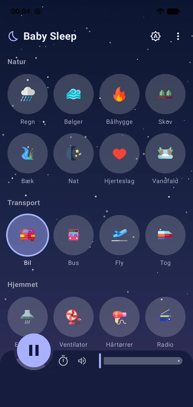Mørkt tema med stjernehimmel — til klokken tre om natten.