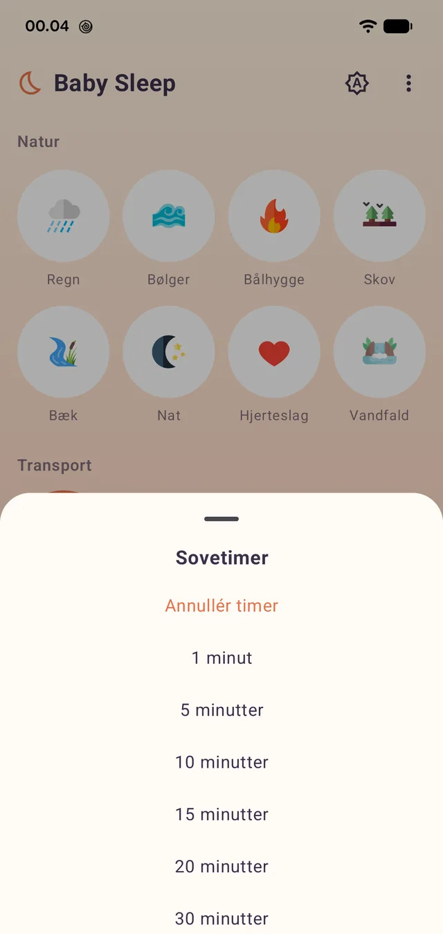 Sovetimeren fra ét minut og opefter. Lyden fader ud, den slukker ikke brat.