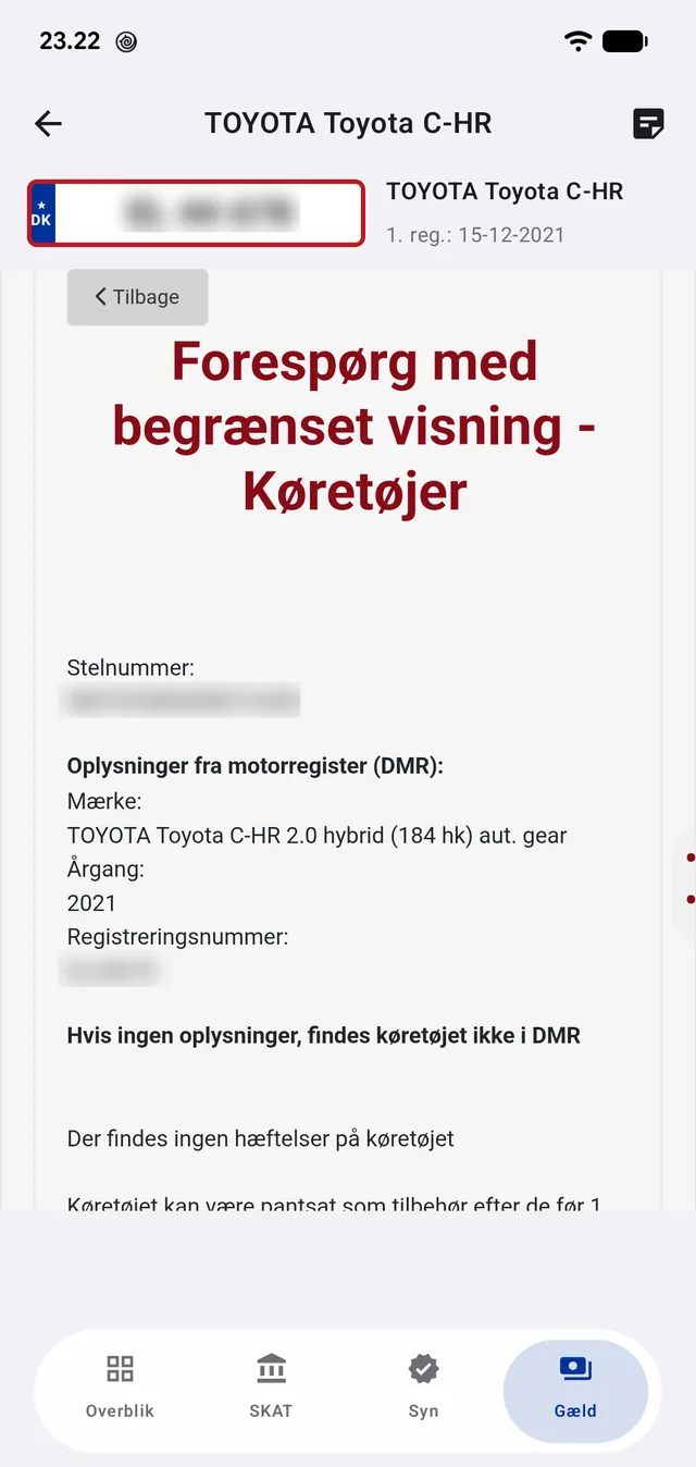 Bilbogen: «Der findes ingen hæftelser på køretøjet».