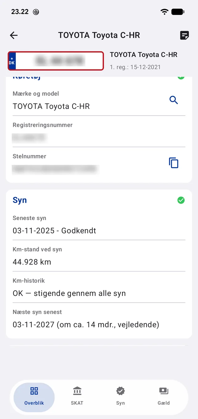 «OK — stigende gennem alle syn». Er den linje rød, står bilens kilometertal ikke til troende.