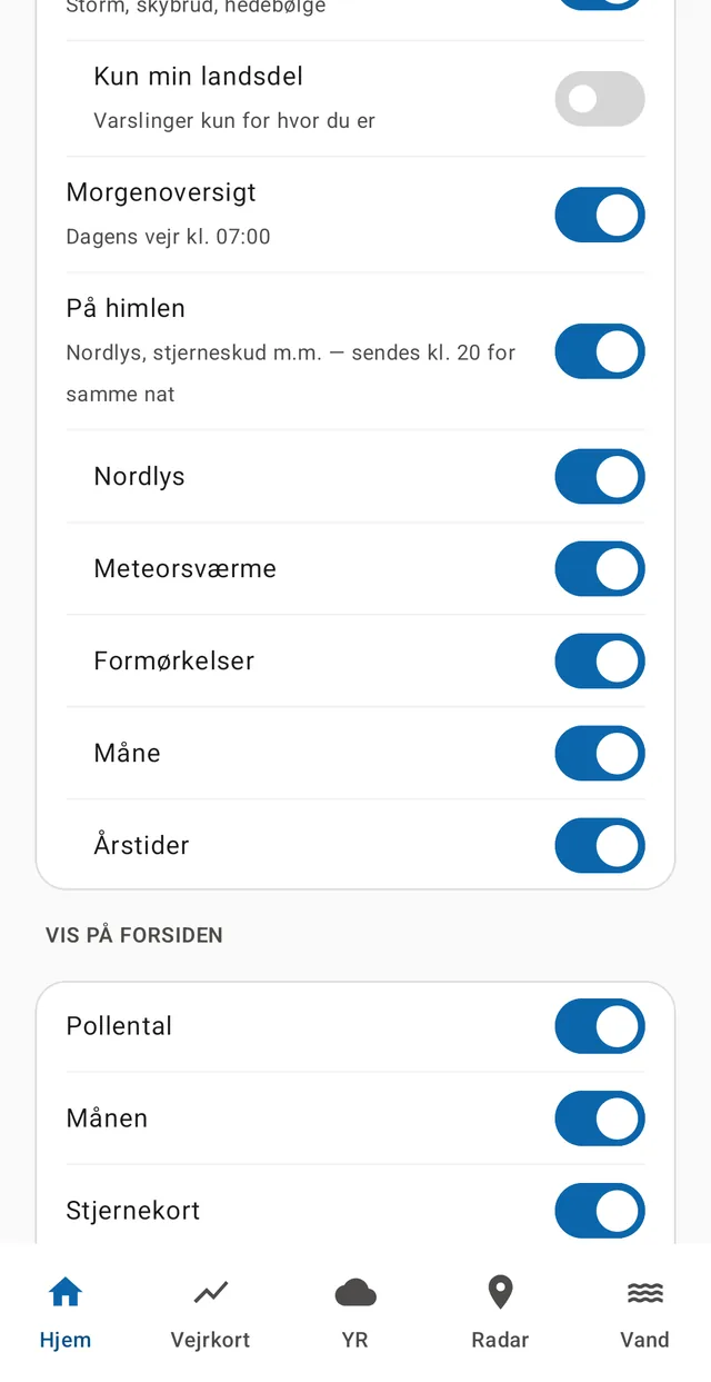 Himmelbeskeder pr. kategori, og listen over hvad der må stå på forsiden.