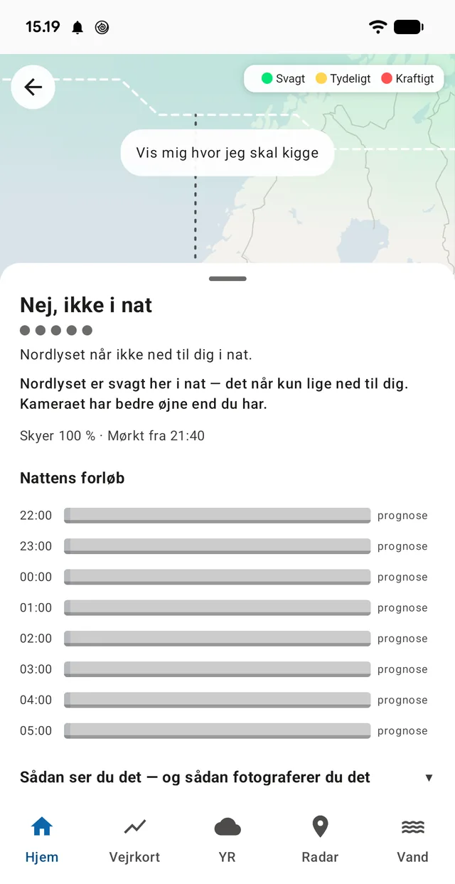 Nattens forløb time for time. Alle timer her er mærket «prognose», fordi de bygger på Kp og ikke på gitteret.