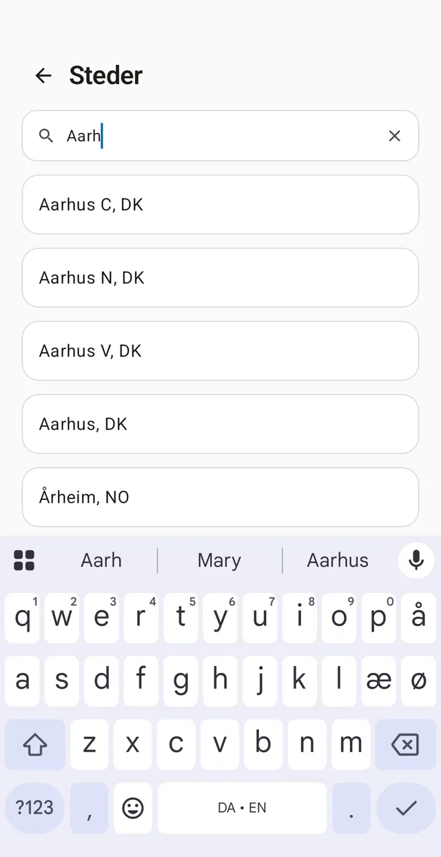 Søgningen kender danske postnumre og bynavne — og resten af verden.