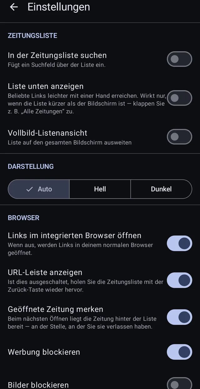 Avislisten, udseendet og browserens egne knapper — alt kan sættes.