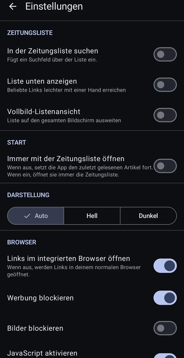 Avislisten, udseendet og browserens egne knapper — alt kan sættes.
